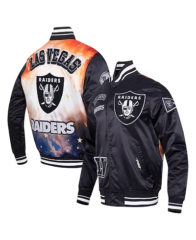 Pro Standard Men's Black Las Vegas Raiders Sublimated Satin Full-Snap Jacket