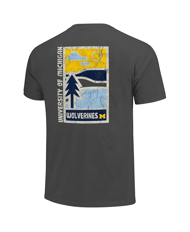 Image One Men's Graphite Michigan Wolverines Comfort Colors Minimal Vista Distressed Graphics T-Shirt