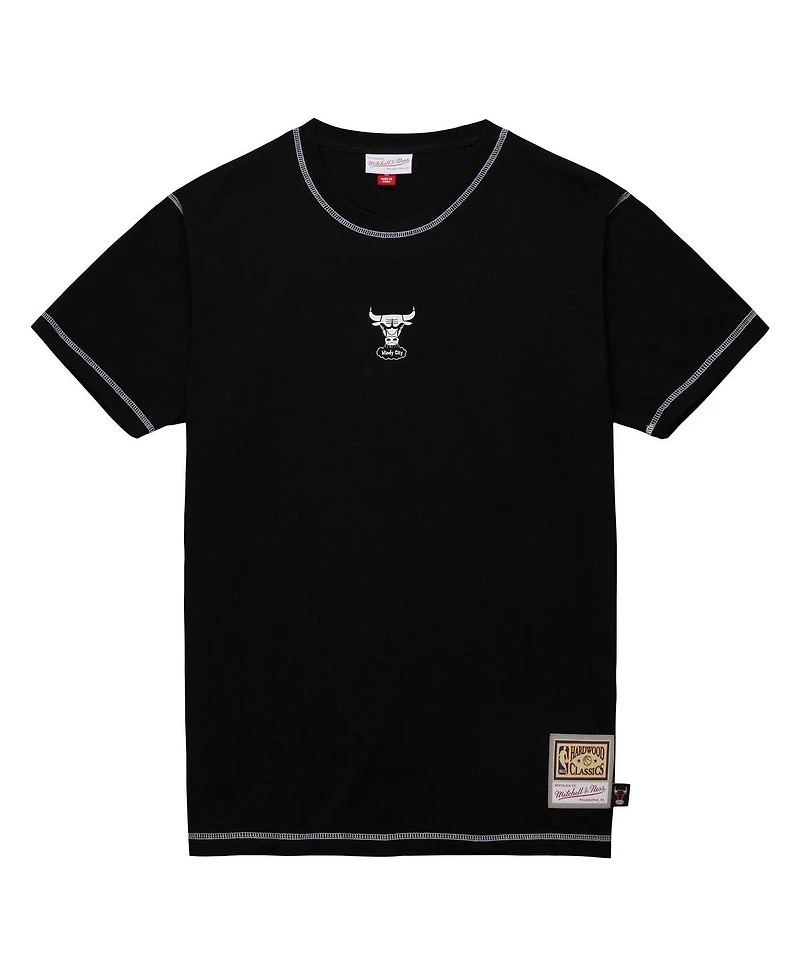 Mitchell & Ness Men's Black Chicago Bulls Hardwood Classics Contrast 2K Graphic T-Shirt