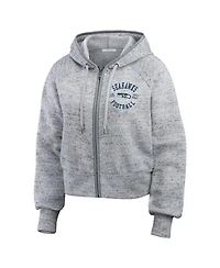 Wear by Erin Andrews Women's Heather Gray Seattle Seahawks Speckled Fleece Cropped Full-Zip Hoodie