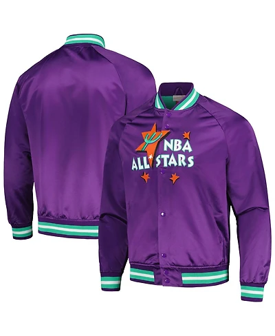 Mitchell & Ness Men's Purple Hardwood Classics 1995 Nba All-Star Game Throwback Wordmark Raglan Full-Snap Jacket