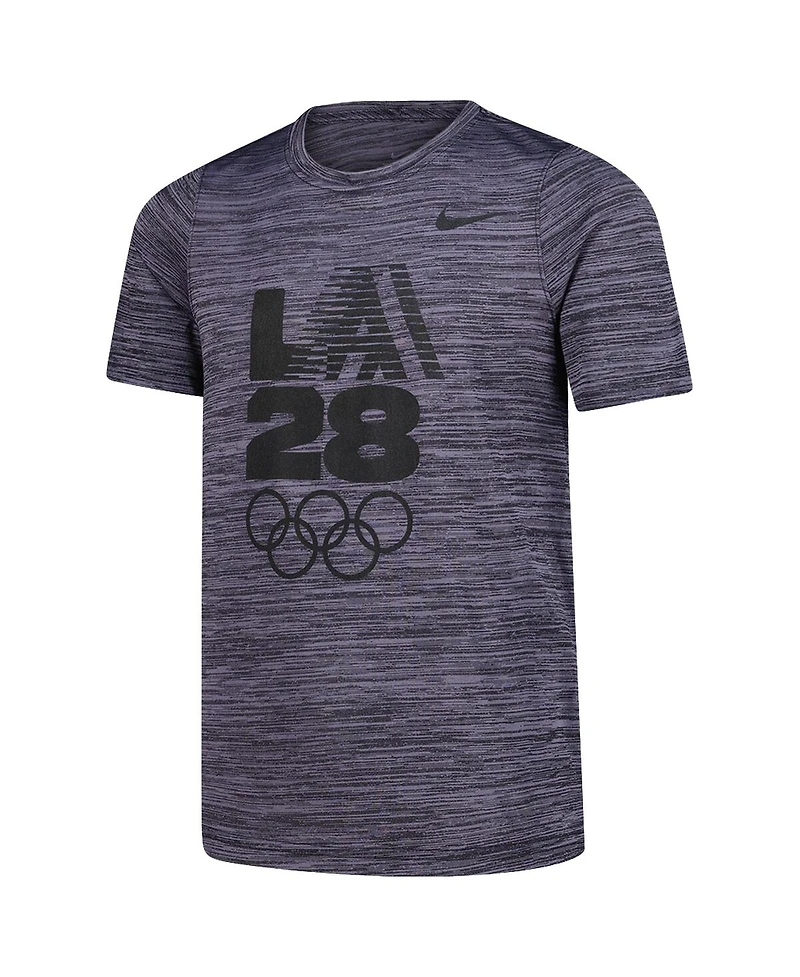 Nike Big Boys and Girls Black LA28 2028 Summer Olympics Velocity Team Issue Performance T-Shirt