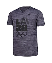 Nike Big Boys and Girls Black LA28 2028 Summer Olympics Velocity Team Issue Performance T-Shirt