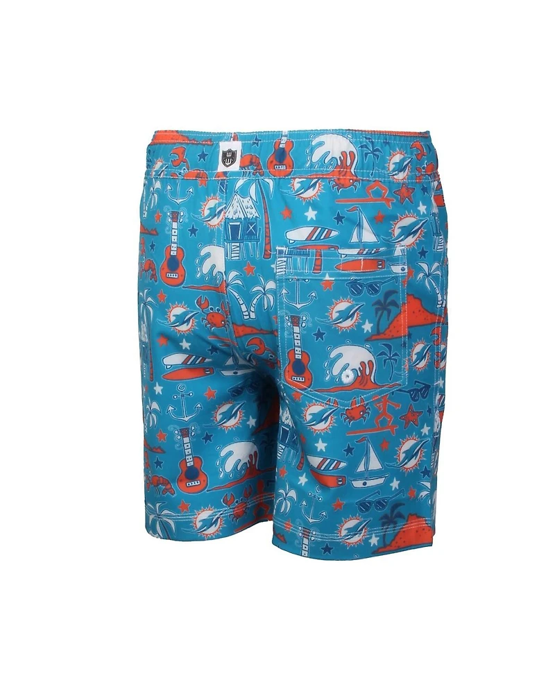 Wes & Willy Big Boys and Girls Aqua Miami Dolphins Luau Swim Trunks