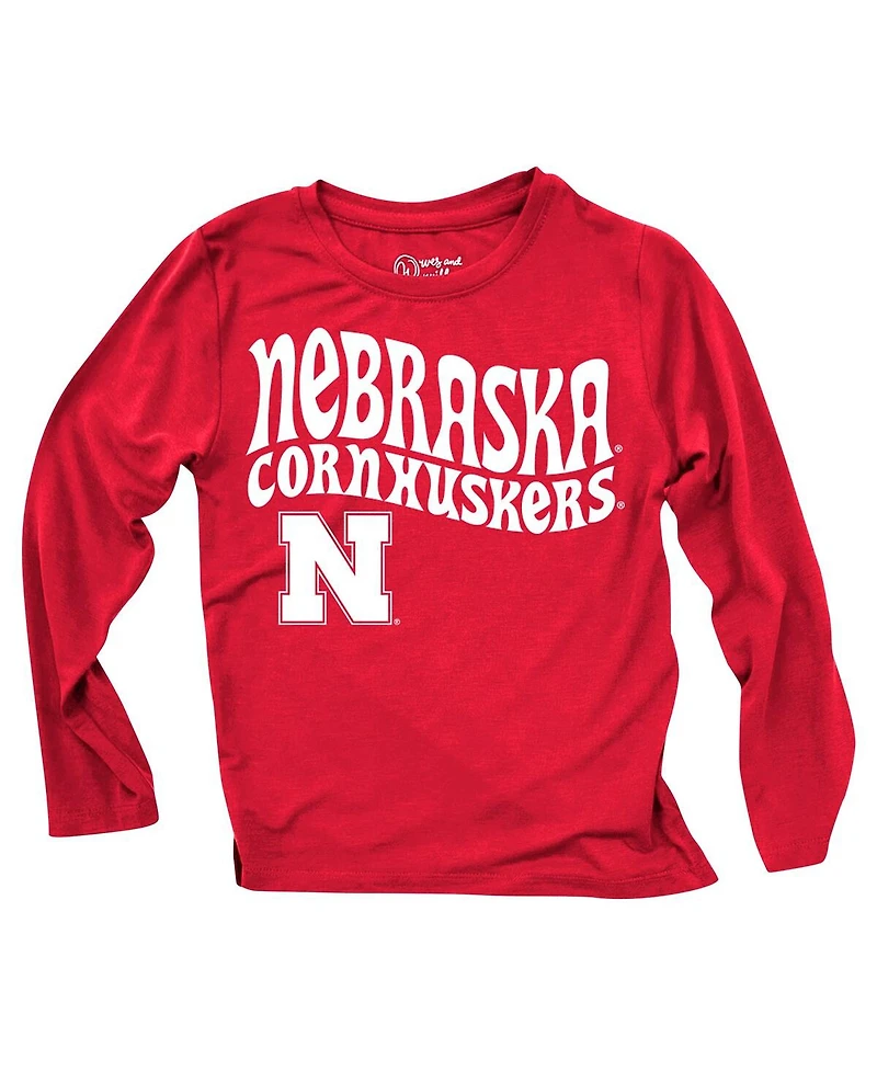 Wes & Willy Baby Boys and Girls Nebraska Huskers Long Sleeve Top Striped Tri-Blend Leggings Set