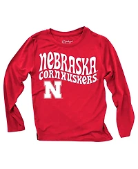 Wes & Willy Baby Boys and Girls Nebraska Huskers Long Sleeve Top Striped Tri-Blend Leggings Set