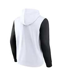 Fanatics Men's White/Black Utah Jazz Attack Color Block Pullover Hoodie