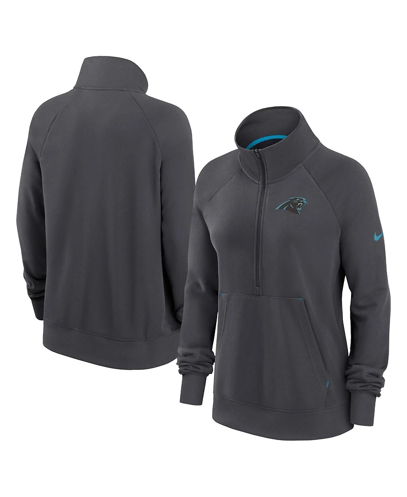 Nike Women's Charcoal Carolina Panthers Premium Raglan Performance Half-Zip Sweatshirt