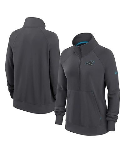 Nike Women's Charcoal Carolina Panthers Premium Raglan Performance Half-Zip Sweatshirt