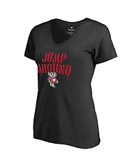 Fanatics Mto Label Women's Black Wisconsin Badgers Hometown Collection Jump Around V-Neck T-Shirt