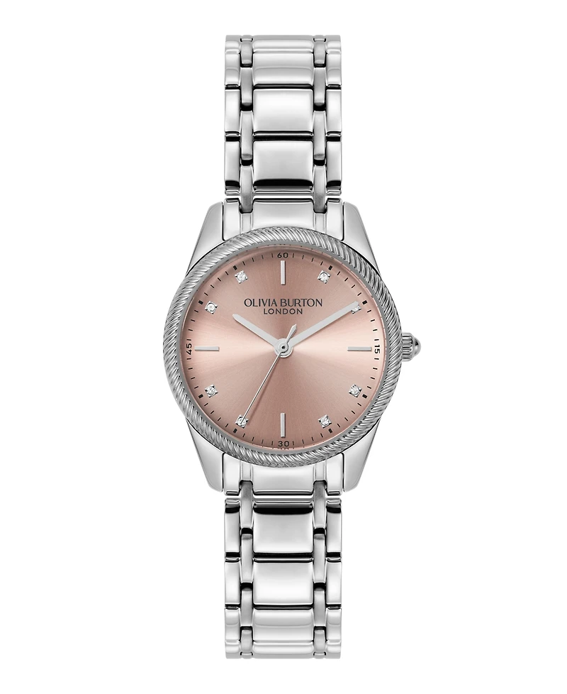 Olivia Burton Women's Egerton Silver Tone Stainless Steel Bracelet Watch, 28mm