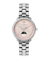 Olivia Burton Women's Moonphase Silver Tone Stainless Steel Bracelet Watch, 34mm