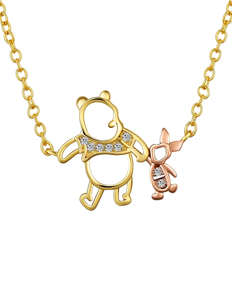 Disney Winnie the Pooh and Piglet Cubic Zirconia Pendant Necklace