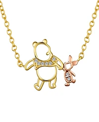 Disney Winnie the Pooh and Piglet Cubic Zirconia Pendant Necklace