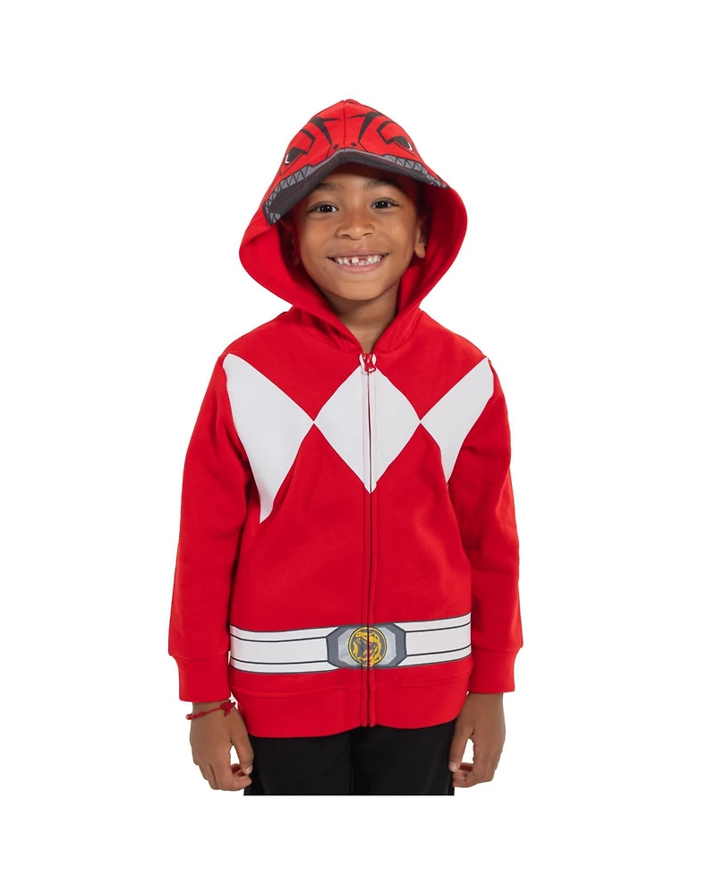 Power Rangers Blue Ranger Red Black Fleece Zip Up Hoodie Toddler| Child Boys