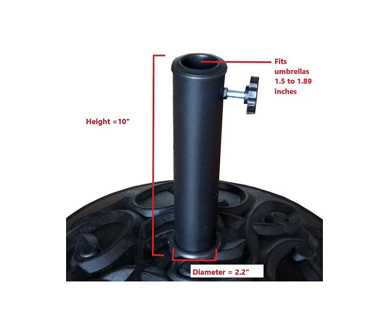 Flynama 8.8 feet Outdoor Aluminum Patio Umbrella with 33 pounds Round Resin Umbrella Base