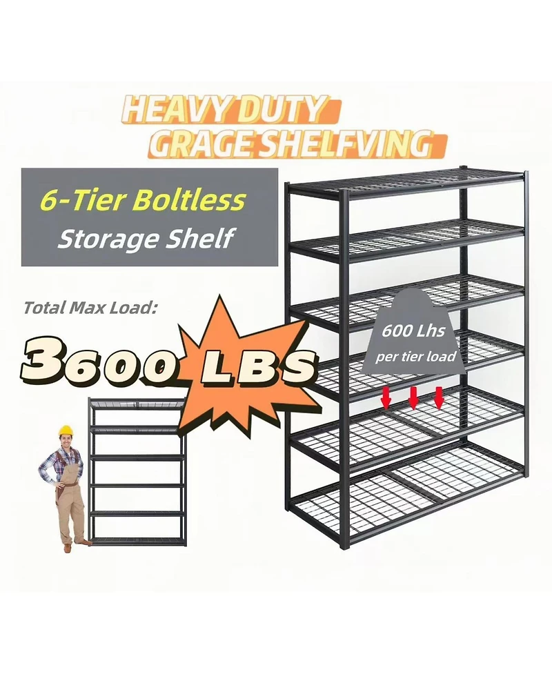 6 Tier Heavy Duty Metal Storage Shelves ,Easy to Assemble ,Adjustable ,Storage Shelves for Basements, Garages and Kitchen,84"H55.1 "W23.6 &#