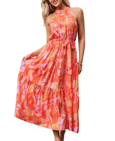 Cupshe Women's Sunset Whirl Floral Maxi Beach Dress