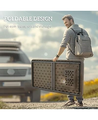 Outsunny Folding Fish Cleaning Table with Sink, Faucet, Sprayer,