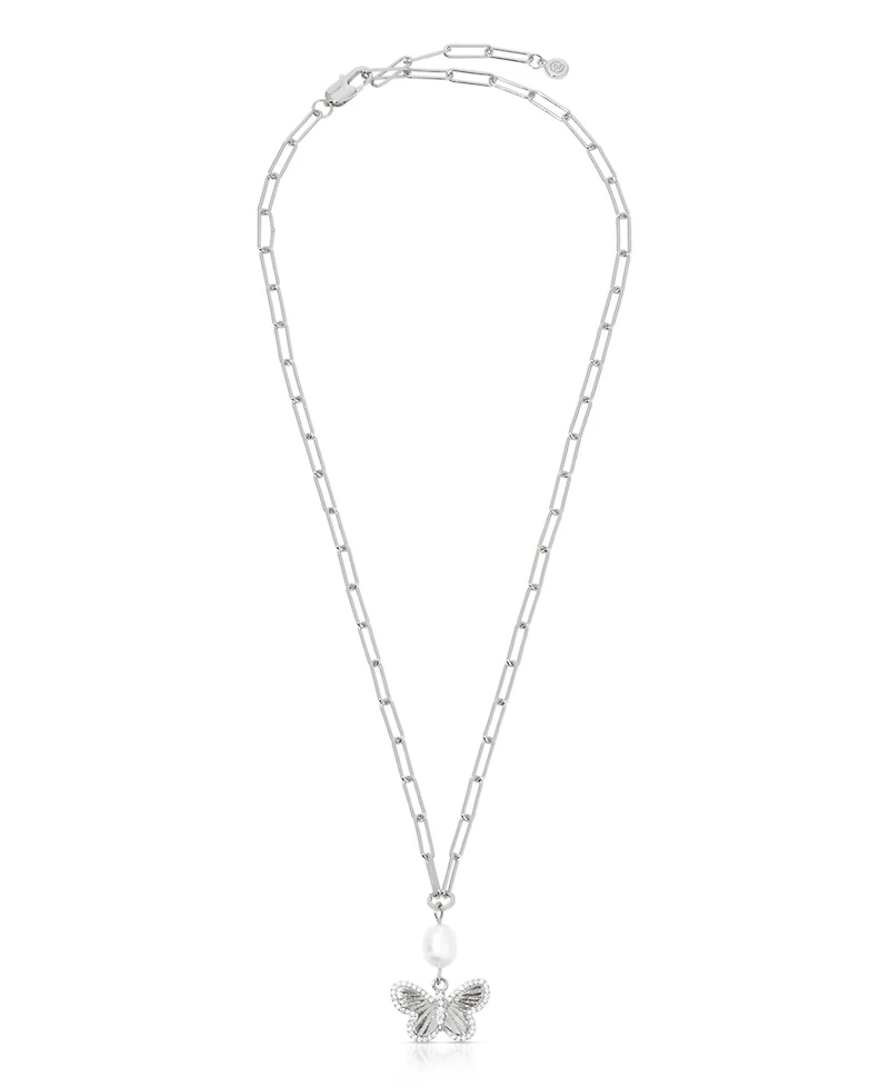 Ettika Butterfly Cultured Pearl Chain Necklaces