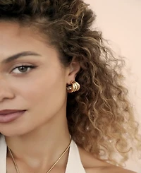 Ettika Triple Ribbed Hoops Earrings