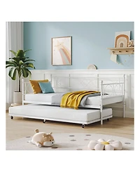 gaomon Metal Twin Daybed and Trundle Set, Size, Steel Slat Support, Multifunctional Frame for Bedroom, Living Room, Guest Room