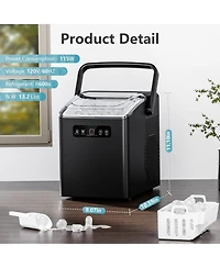 Cowsar Countertop Ice Maker,Portable Ice Machine with Handle,26 lbs Per Day, 9 Ice Cubes in 6 Mins,self-Cleaning Ice Maker with Scoop and Basket , for