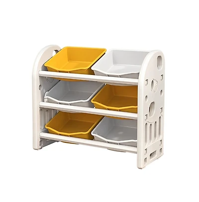 Cesicia Kids Toy Storage Organizer with 6 Bins, Multi-functional Nursery Organizer Kids Furniture Set Toy Storage Cabinet Unit