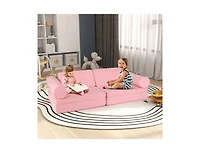 Slickblue Modular 8-Piece Foam Play Couch for Kids with Plush Suede Covers – Perfect for Creative Play and Lounging
