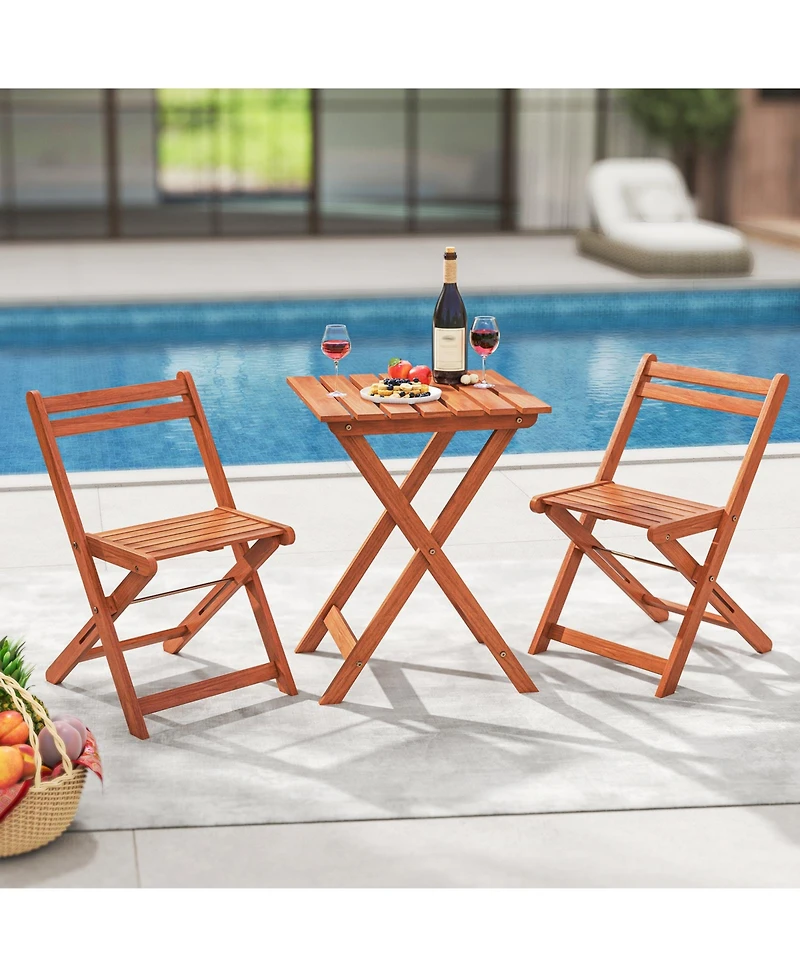 Slickblue Space-Saving 3-Piece Outdoor Seating Set with Foldable Chairs and Coffee Table – Ideal for Small Patios