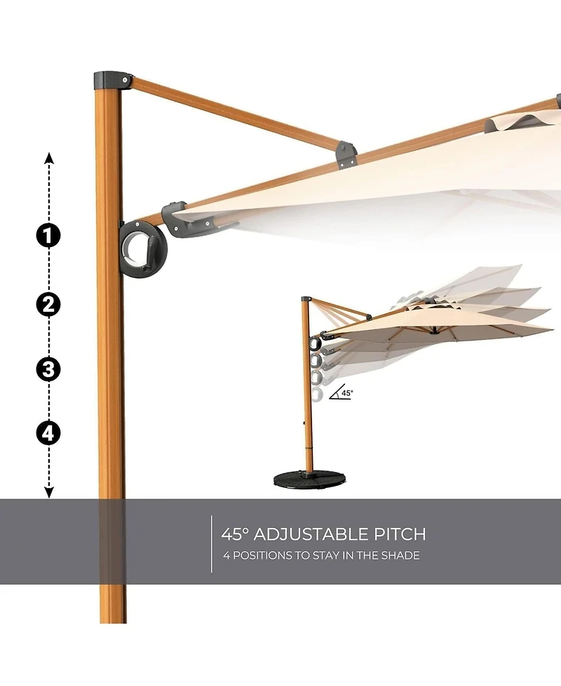 Mondawe Cantilever Umbrella w/ 360° Rotation & 45° Tilt,UPF50+ Waterproof Canopy,All-Aluminum Frame