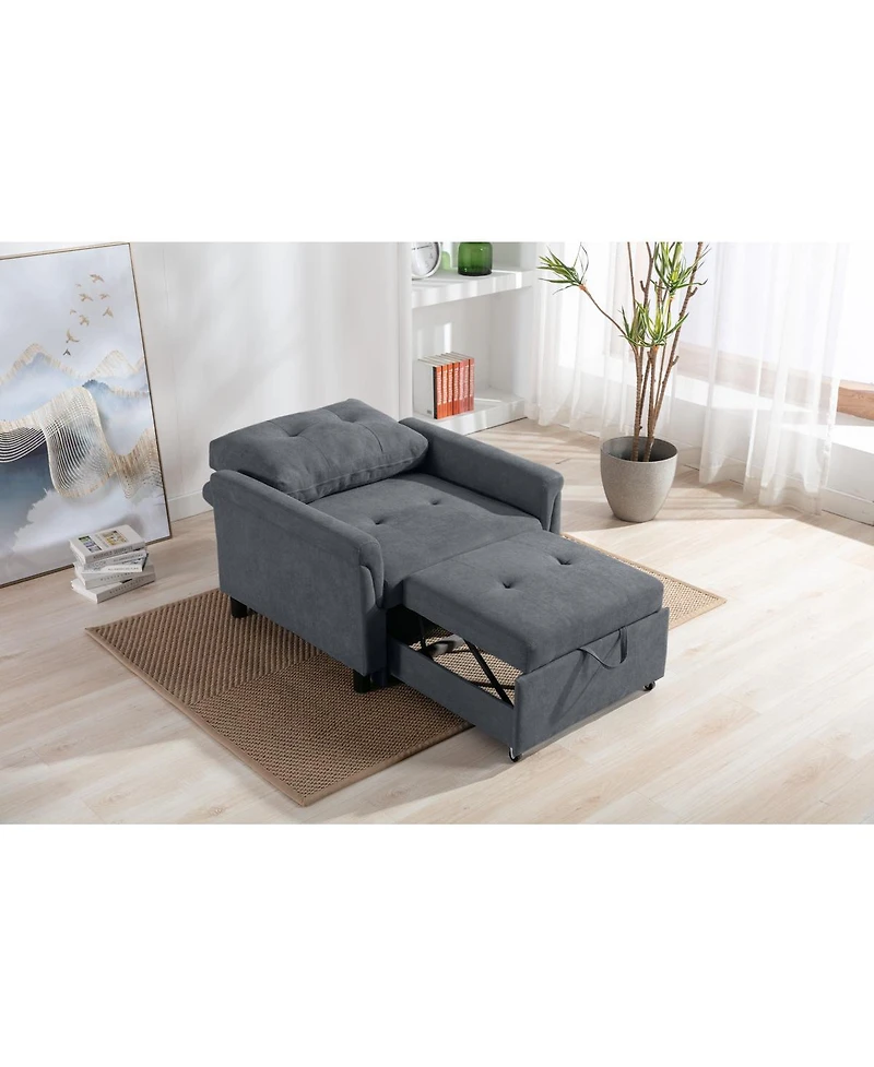 Homlux 35"W Dark Gray Woven Convertible Armchair