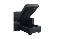 Homlux 97"W Dark Gray Linen Sleeper Sectional Sofa with Reversible Storage Chaise