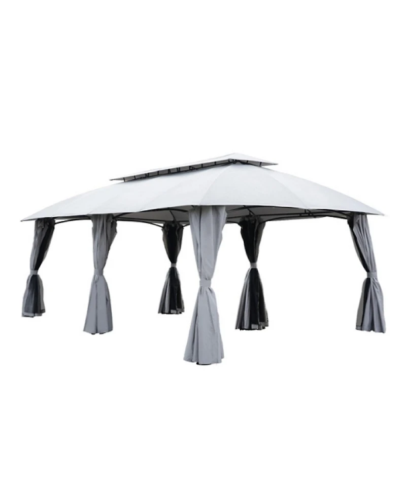 Mondawe 13x20ft Outdoor Gazebo,Powder Coated Steel Frame W/ Uv-Resistant Canopy&Dual-Layer Curtains