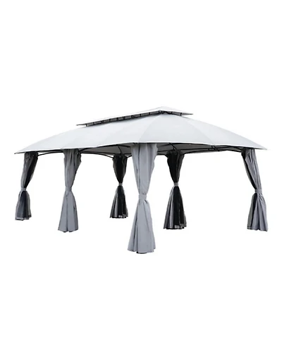 Mondawe 13x20ft Outdoor Gazebo,Powder Coated Steel Frame W/ Uv-Resistant Canopy&Dual-Layer Curtains
