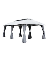 Mondawe 13x20ft Outdoor Gazebo,Powder Coated Steel Frame W/ Uv-Resistant Canopy&Dual-Layer Curtains