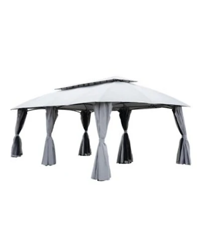 Mondawe 13x20ft Outdoor Gazebopowder Coated Steel Frame W Uv Resistant Canopy Dual Layer Curtains