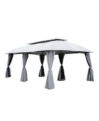 Mondawe 13x20ft Outdoor Gazebopowder Coated Steel Frame W Uv Resistant Canopy Dual Layer Curtains
