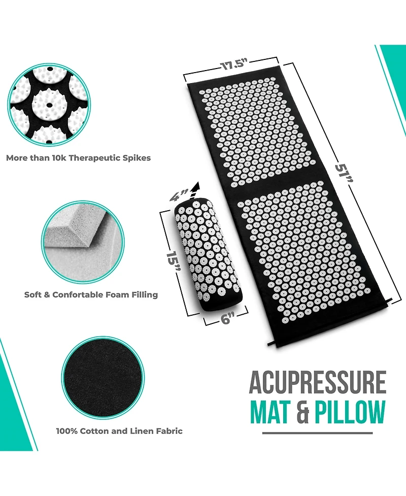Sorbus 51 Inch Acupressure Mat, Pillow & Carry Bag