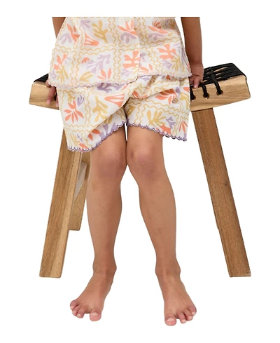 Raffya Kids Gilly Scalloped Edge Matisse Print Shorts