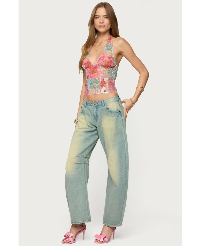 Edikted Women's Catie Printed Mesh Halter Top