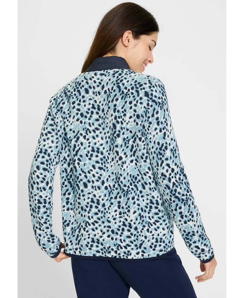 Olsen Animal Zip Mixed Media Cardigan