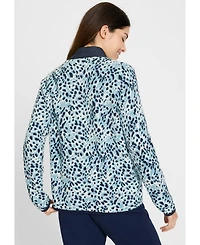 Olsen Animal Zip Mixed Media Cardigan