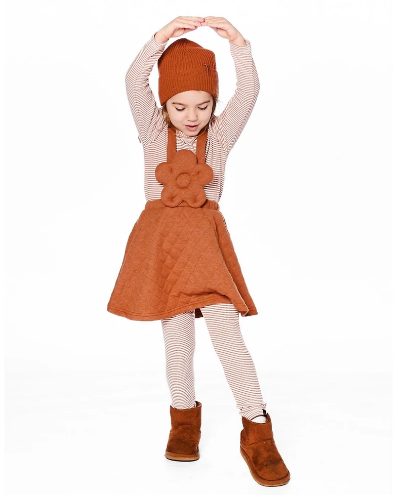 Deux par Deux Girl Rib Striped Leggings Beige and Off-White - Toddler|Child