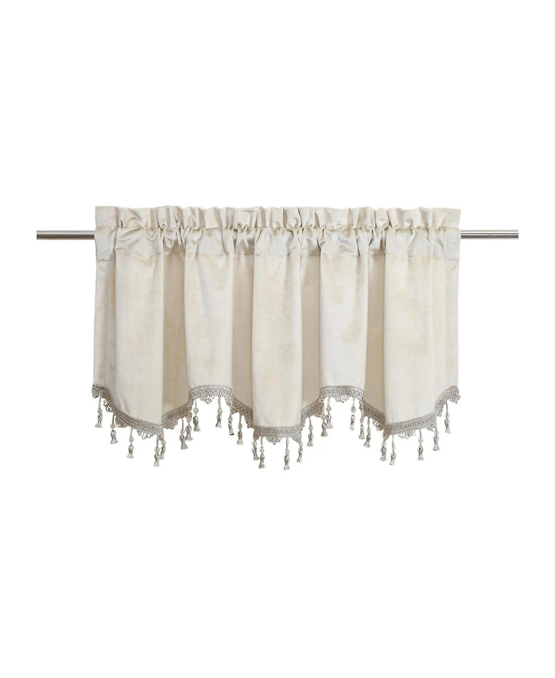 Kate Aurora Royal Living 2 Pack Beaded Tassel Trimmed Rod Pocket Velvet Window Valances