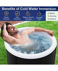 Costway Ice Bath Tub for Adult Outdoor Ice Plunge Tub with Lid 66 Gal Capacity