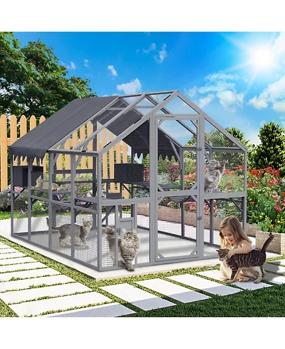 Streamdale Furniture Outdoor Cat House & Enclosure - Large Playpen with Waterproof Cover