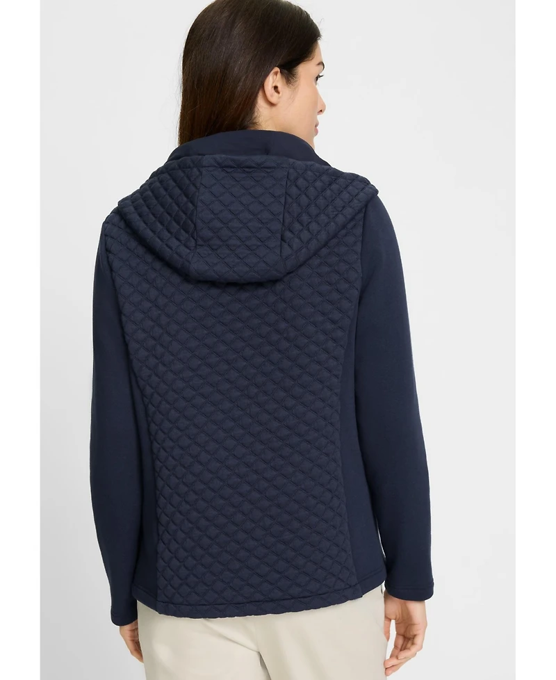 Olsen Women's Quilted Zip Front Hoodie Jacket