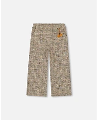 Deux par Girl Tweed Flare Pants Beige and Black - Toddler|Child