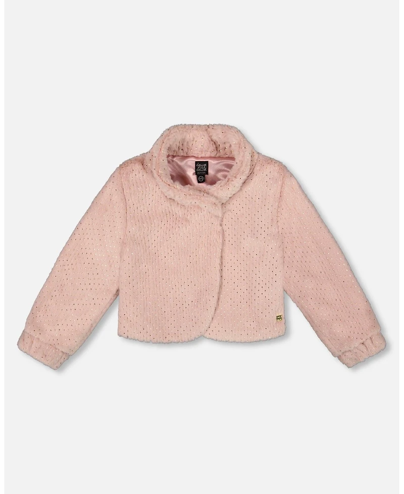 Deux par Girl Fake Fur Short Jacket Pink - Toddler|Child
